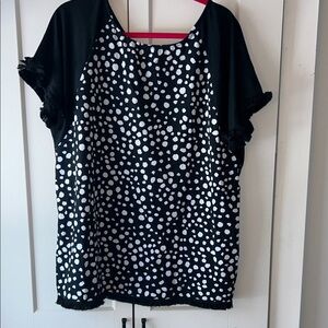 MISSLOOK Black and White Spotted Blouse XXL NEW